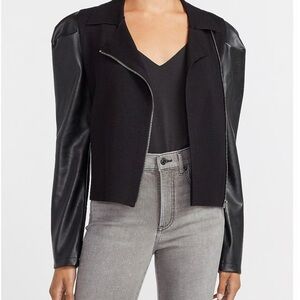 Express Black Blazer with Leather Sleeves Size Large. Preloved